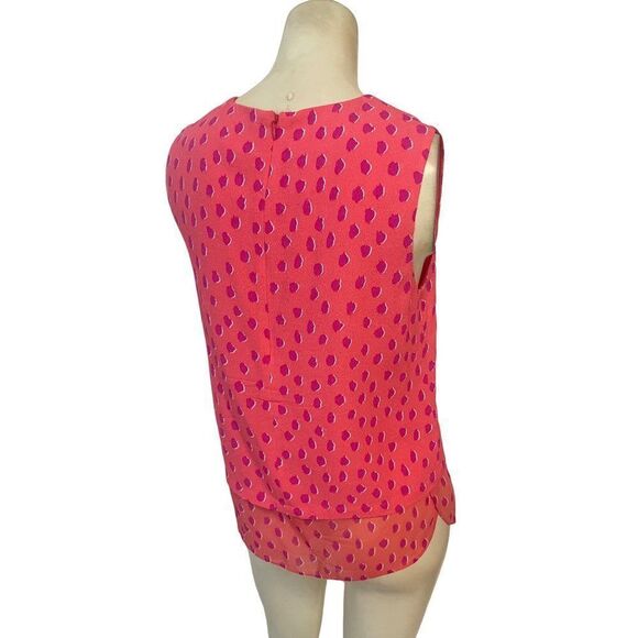 KATE SPADE New York Sleeveless Crew Neck Leopard Top, Flamingo Pink XS - Picture 4 of 6